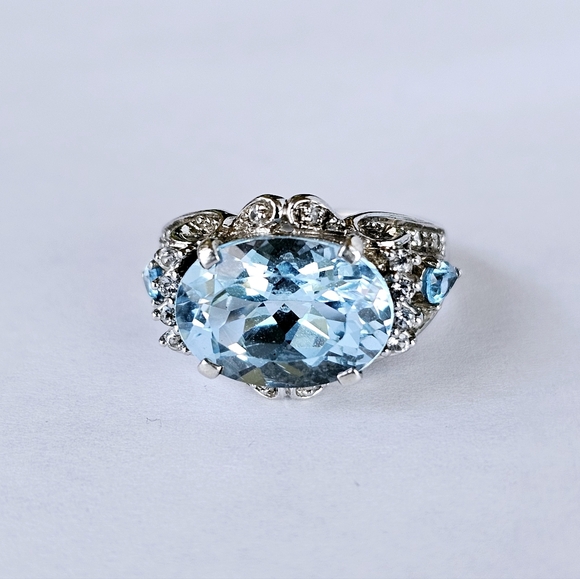 Sky & Swiss Blue Topaz Sterling Silver  with Certificate of Authenticity Sz 7! - Picture 6 of 16